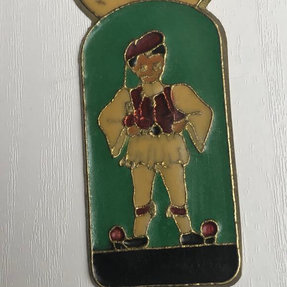 Vintage Enamel Greek Dancer Boy Bottle Opener Decorative Greece Souvenir - Picture 4 of 8